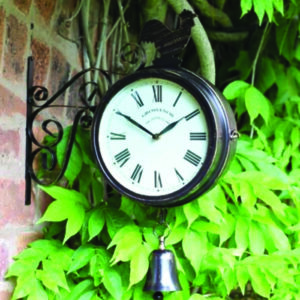 Garden Wall Station Clock Ornament double sided Bracket Rust Copper Effect - Image 1
